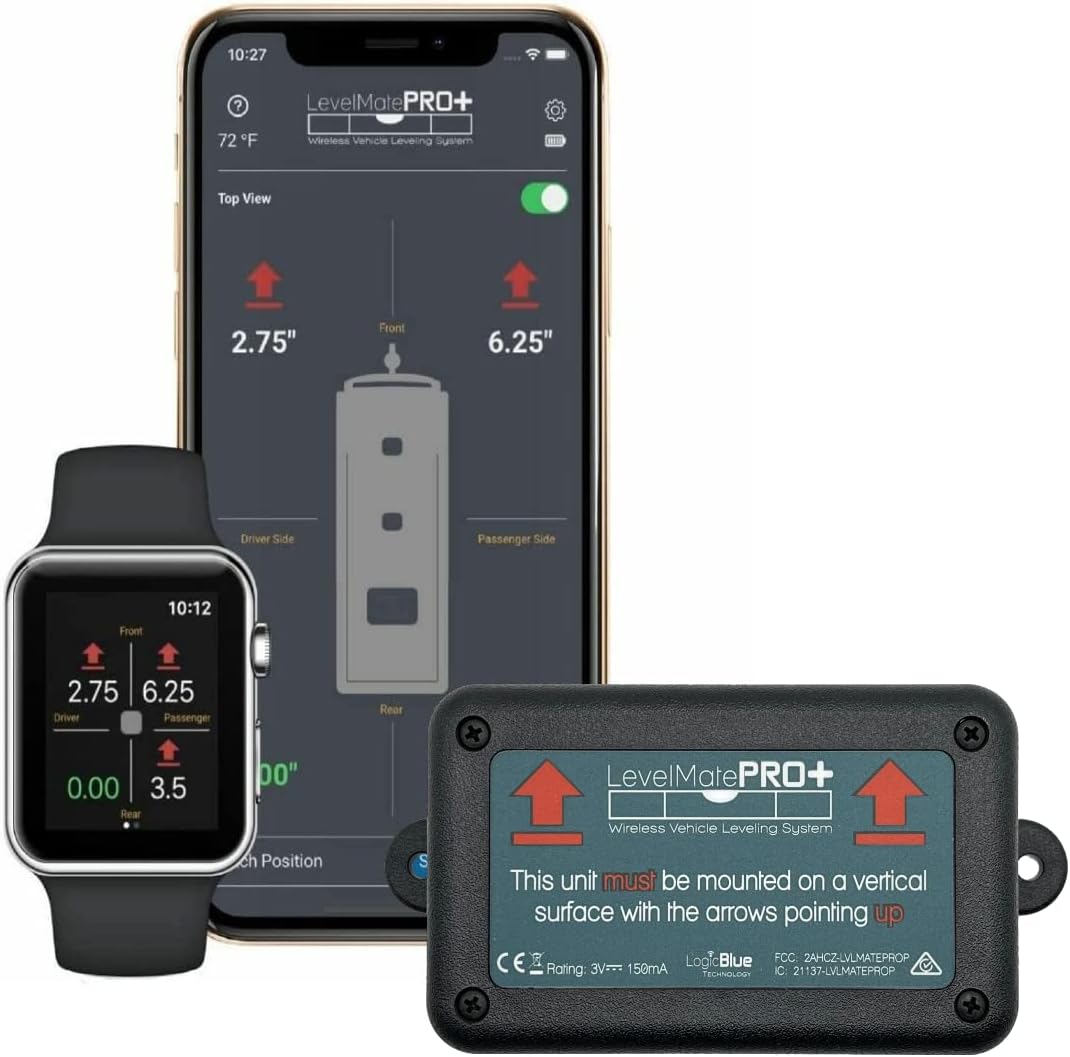 LevelMatePRO Wireless Vehicle Leveling System - Patented Quick and Easy Smartphone RV Leveling Tool - Powered by LogicBlue Technology