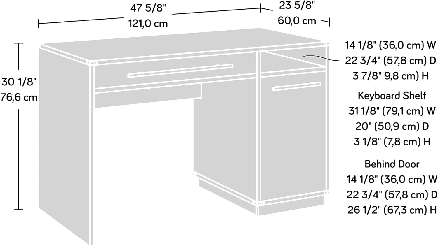 Sauder Vista Key Desk, L: 47.64