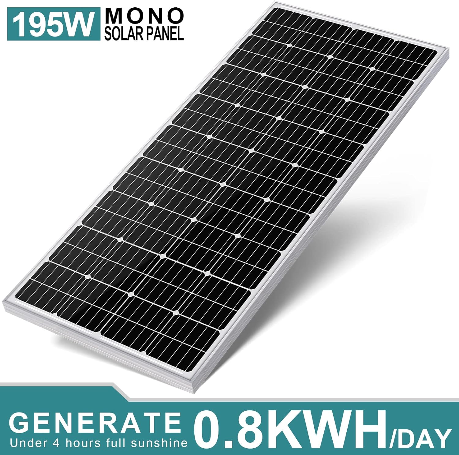 ECO-Worthy 195 Watt 12 Volt Monocrystalline Solar Panel Module Off Grid PV Power for Battery Charging, Boat, Caravan, RV
