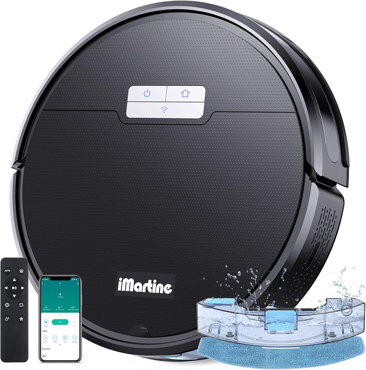 iMartine Robot Vacuum and Mop Cleaner APP&Remote Control, Wi-Fi, Compatible with Alexa and Self-Charging, Ideal for Carpet, Hard Floors, Pet Hair Cleaning