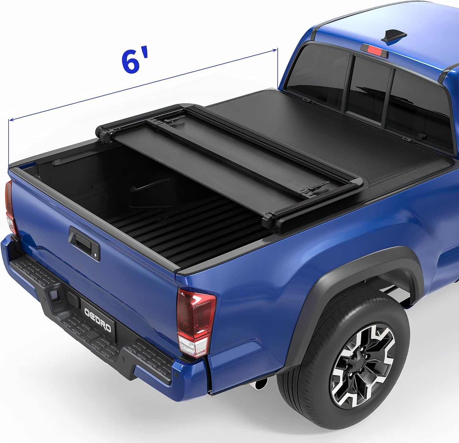 oEdRo Soft Tri-fold Truck Bed Tonneau Cover Compatible with 2016-2022 Toyota Tacoma with 5ft Bed, Fleetside with Track Rail System(Excl. Trail)