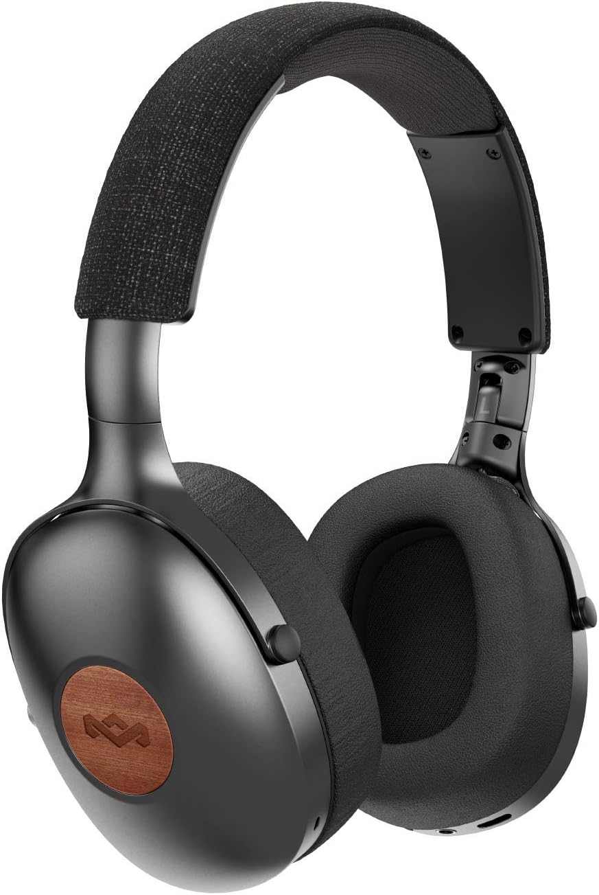 House of Marley Positive Vibration XL: Over-Ear Headphones with Microphone, Wireless Bluetooth Connectivity, and 24 Hours of Playtime (Black)