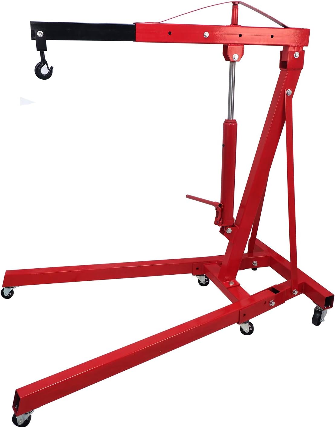 HTTMT- 2 TON Red 4400lb Heavy Duty Engine Motor Hoist Cherry Picker Shop Crane Lift Portable Crane Hydraulic Picker With hooks [P/N: ET-CAR-FIX005-2T-RED]