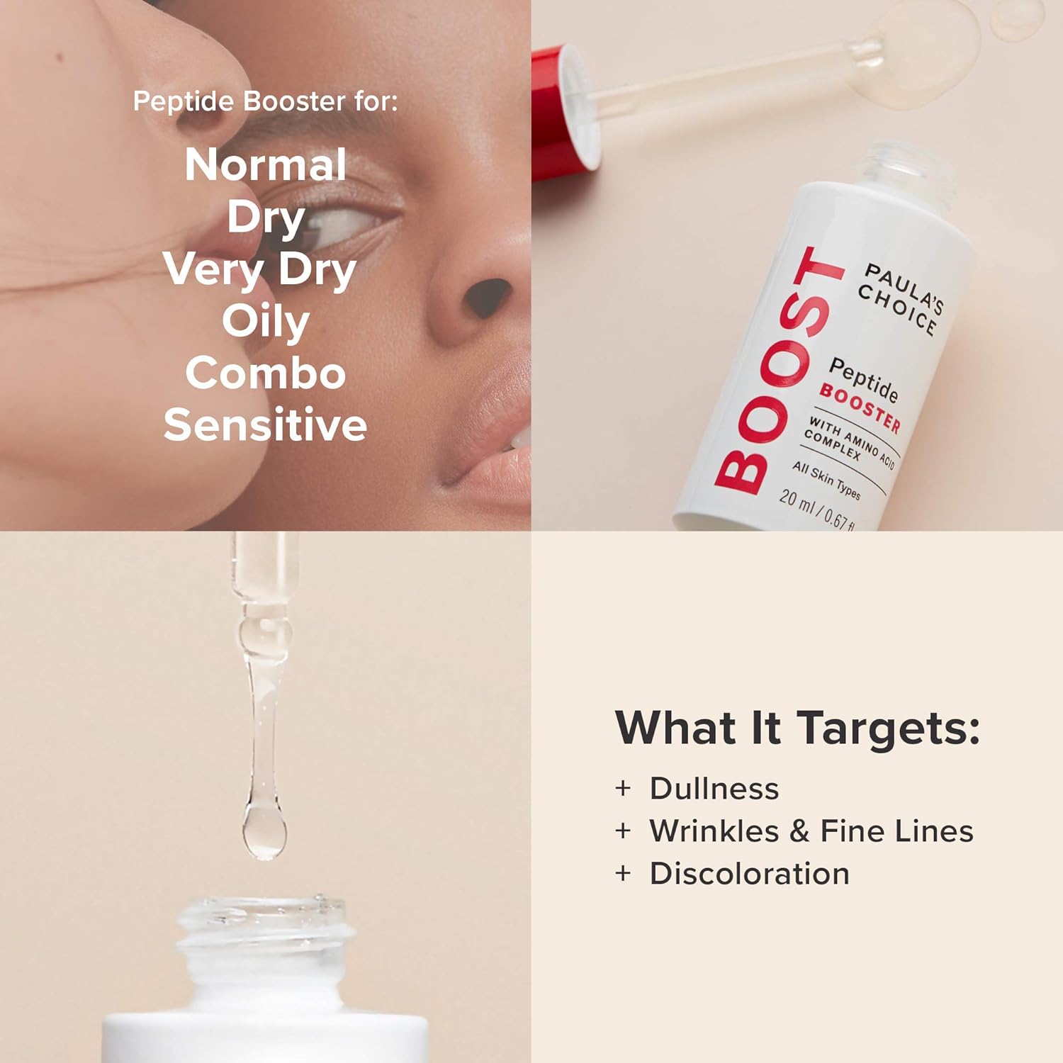 Paula's Choice BOOST Peptide Booster Serum, Amino Acids, Anti-Aging & Wrinkles, 0.67 Ounce Pack of 2