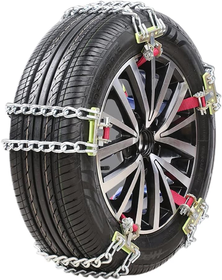 Enfudid Snow Chains for Car, Universal Anti Slip Snow Chains for SUV, Trucks, RV of Tire Width 165-275mm (6.5-10.8 inch), Heavy Duty,Thickened,Adjustable,Durable (2-Chains) Pack of 2
