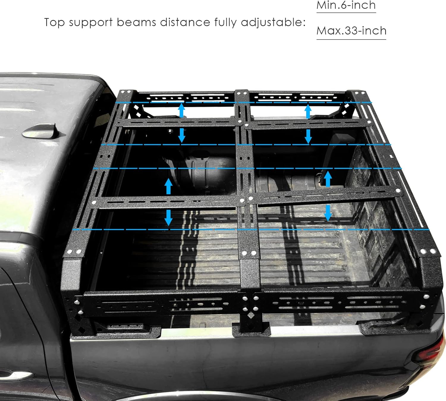 TKMAUTO Overland Bed Rack Truck Cargo Carrier Compatible with Toyota Tacoma 2005 - 2022 2nd 3rd Gen