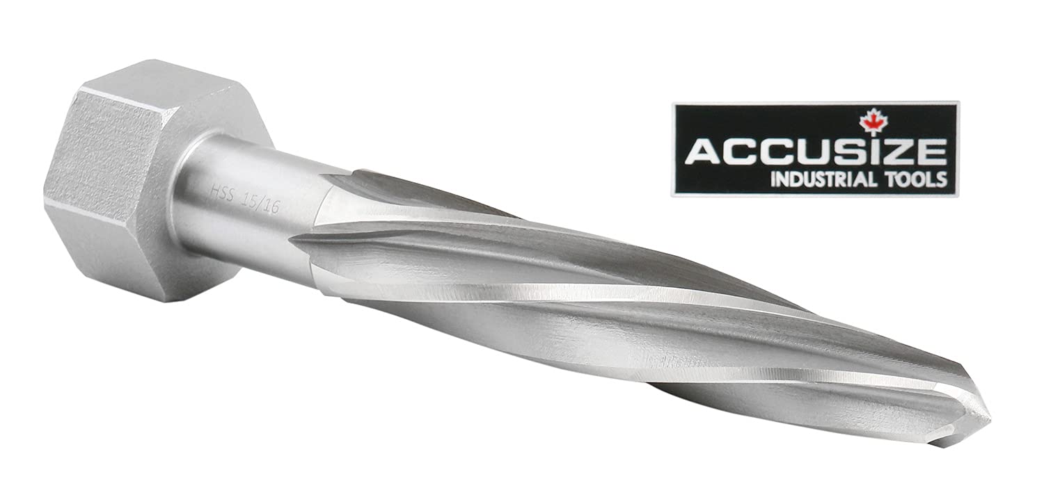 Accusize Industrial Tools 15/16 inch Bridge Reamer, Magnetic Hex Shank, Hss Spiral Flutes Aligning Reamers, Car Reamers, 1523-8045 Pack of 2