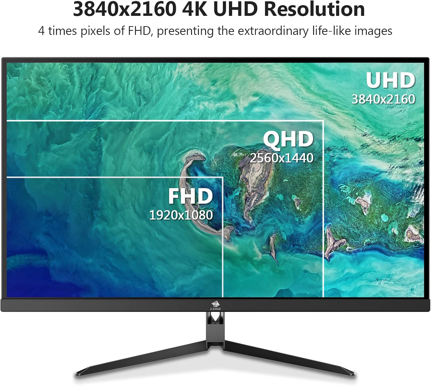 Z-Edge U32I4K 32 Inch 4K Monitor, UHD 3840 x 2160 IPS Monitor, AMD FreeSync, Viewing 178°, HDMI and USB Type-C Connectivity, 60Hz Refresh Rate, 8ms, 3-Side Virtually Ultra-Slim Bezel Design