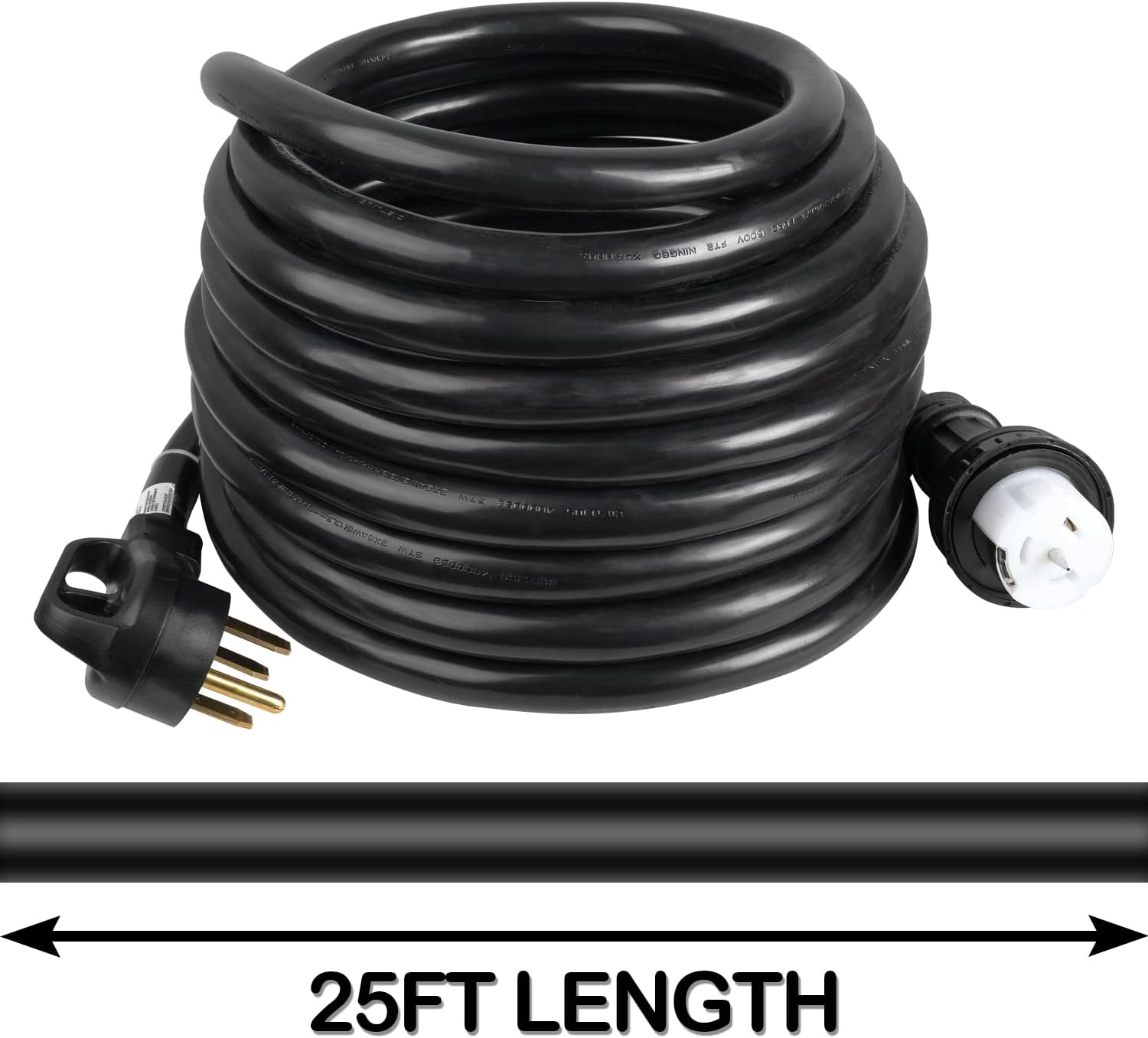 10/15/20/30Ft 50 Amp Heavy Duty Generator Extension Cord,UL Listed 6/3+8/1 Gauge STW Wire with N14-50P & SS2-50R Twist Lock and Storage Buckle for RV Camper and Generator to House (25FT)