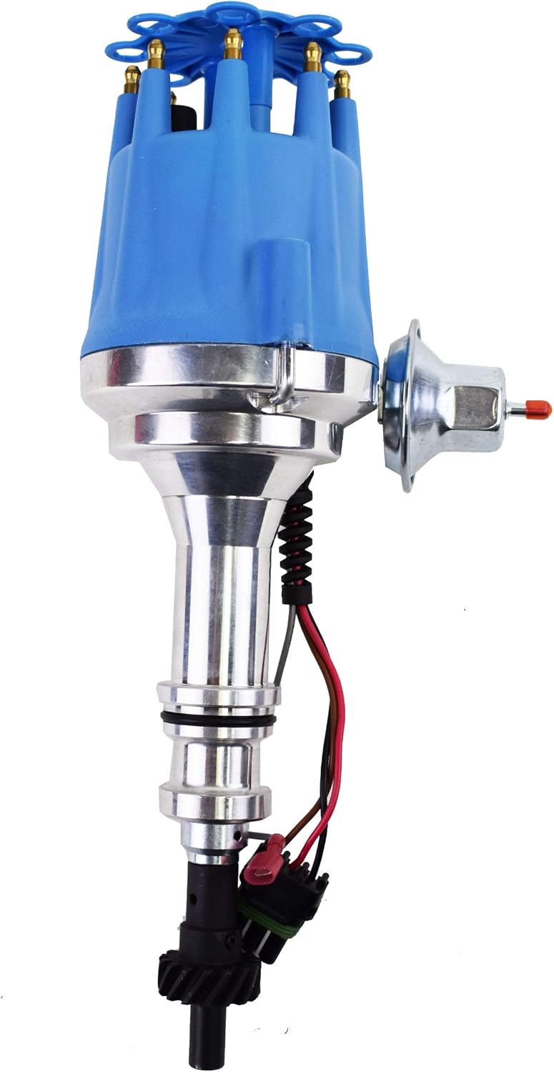 A-Team Performance - Pro Series Ready to Run R2R Distributor - Compatible with Ford 351C 351M 400M 370 429 460 BBF, V8 Engine, Black Cap