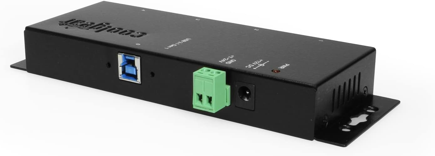 Coolgear USB 3.2 Gen 1 4-Port Industrial Hub Metal Case with Screw Lock Cable Option Pack of 2