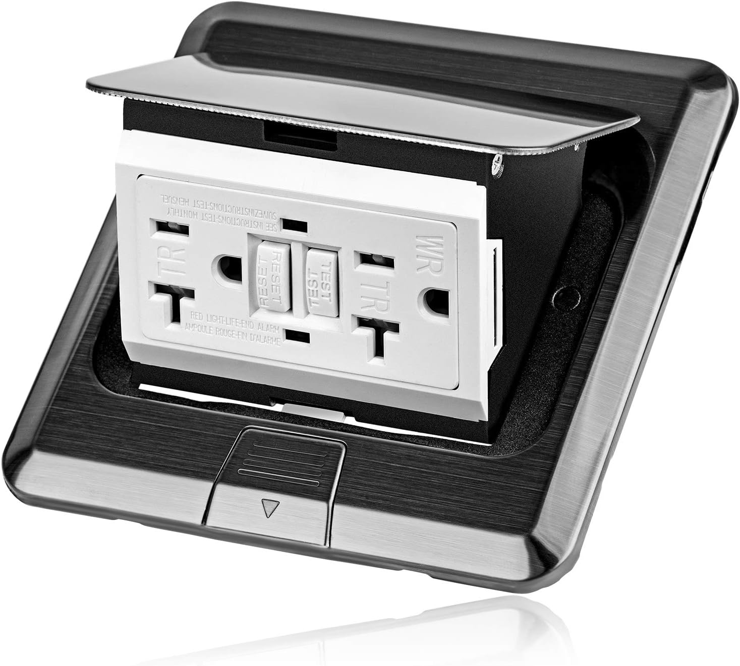 Vagueior Pop Up Floor Electrical Outlet Stainless Steel Box Kit, 5V/4.8A USB Outlet, 20A Tamper-Resistant Receptacle Outlet, Watertight Gasket，Corrosive Resistant Hardware,Silver Pack of 2