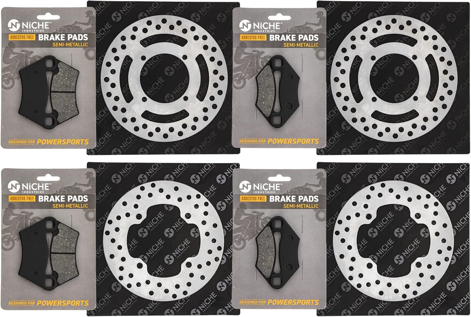 NICHE Complete Brake Rotor Pad Semi Metallic Kit For Polaris Ranger 570 400 Sportsman 500 X2 570 ATV