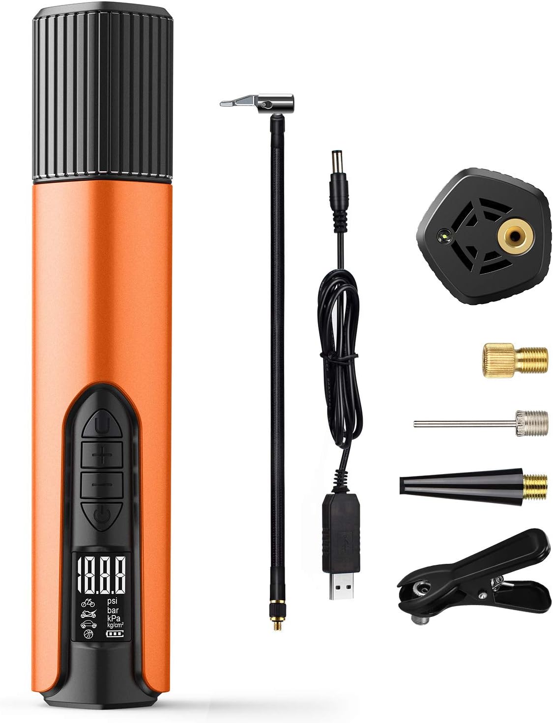 AirXwills Electric Bike Pump - 150 Psi Tire Inflator Portable Air Compressor Inflater, Air Pump with Digital Pressure Gauge 2000mAh Battery LED Light, for Car Bicycle Tires Pack of 2