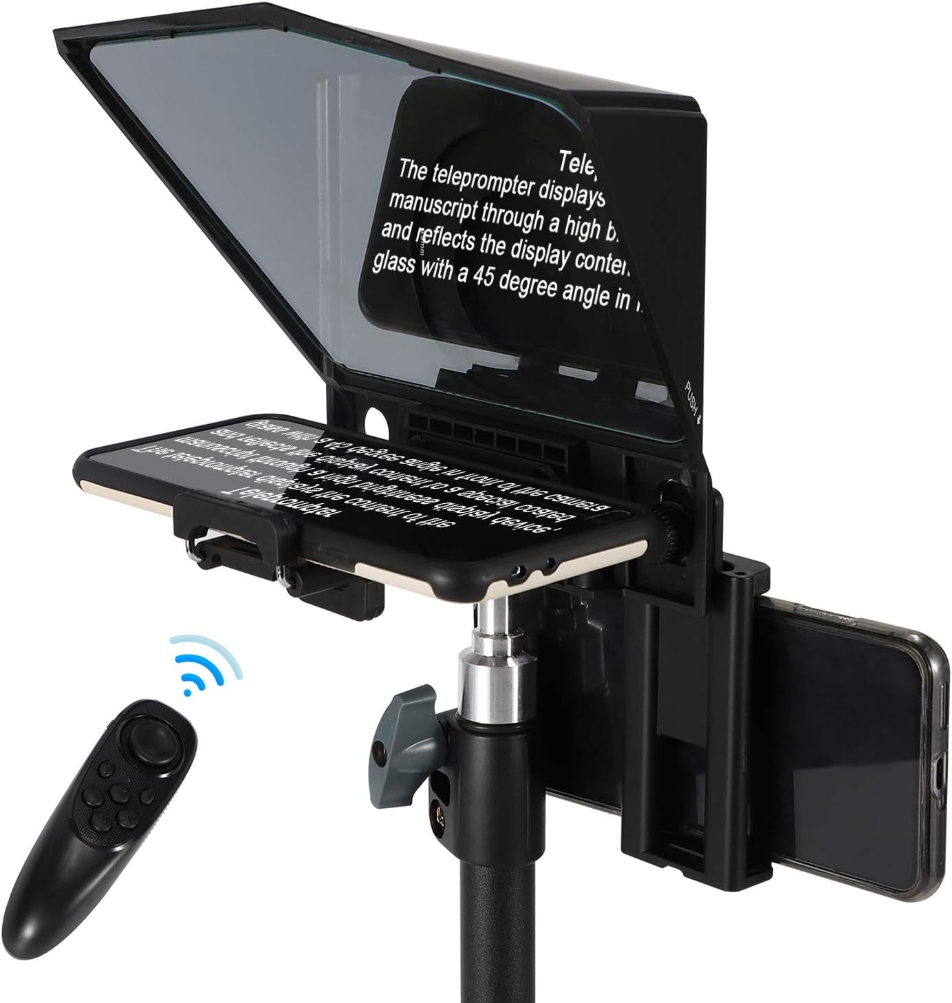 Spolehli Teleprompter TMP Adjustable Teleprompter 3.94''/7.87'' with HD Glass & Remote No Assembly Required (Kit 1:T2 teleprompter (for Phone&Camera)) Pack of 2