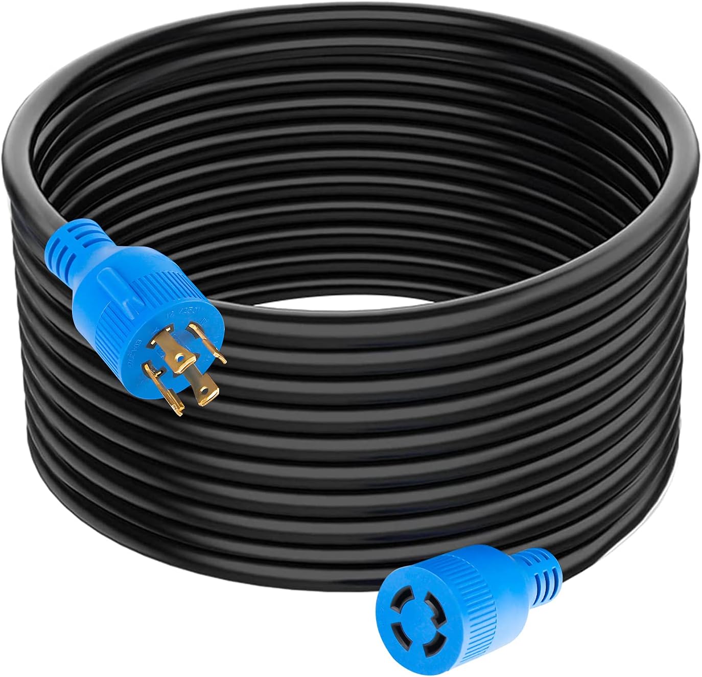 VOGREX 4 Prong 30 Amp 50 Feet Generator Extension Cord, NEMA L14-30P/L14-30R, 125/250V Up to 7500W 10 Gauge SJTW Generator Cord, ETL Listed