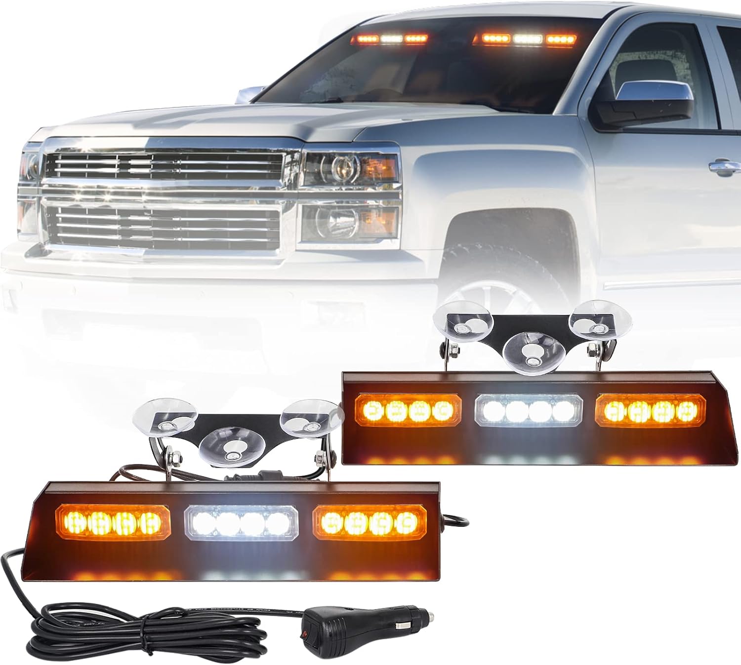 Emergency Strobe Dash Police lights Traffic Advisor Lights Bar Safety Hazard Warning Interior Front/Rear Windshield Deck Split for Law Enforcement Vehicles Trucks (Red/Blue, 2x10