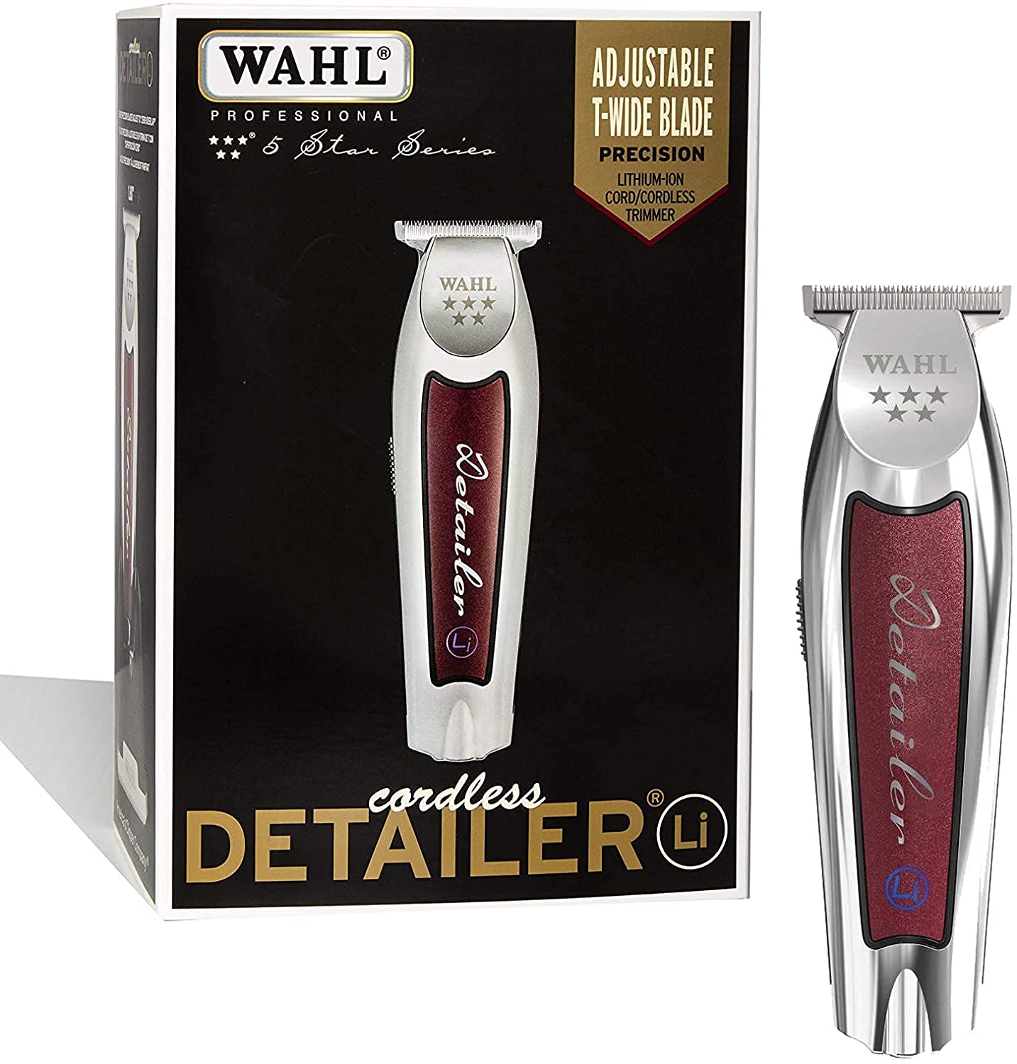 Wahl Professional 5 Star Series Cordless Detailer LI Extremely Close Trimming, Crisp Clean Line, Extended Blade Cutting, 100 Minute Run Time for Professional Barbers and Stylists - Model 8171