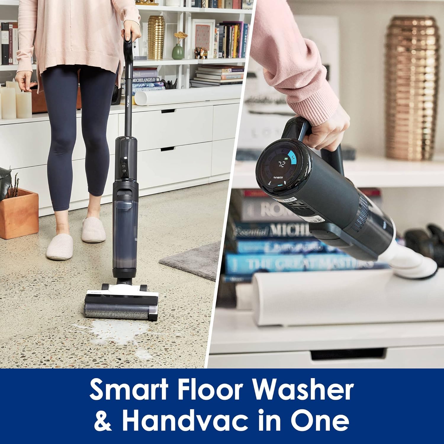 Tineco Smart Wet Dry Vacuum Cleaners, Floor Cleaner Mop 2-in-1 Cordless Vacuum for Multi-Surface, Lightweight and Handheld, Floor ONE S5 Combo