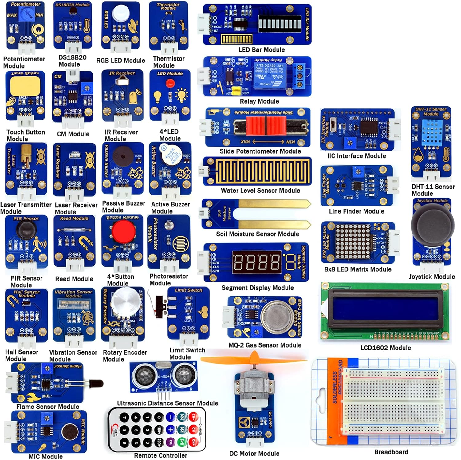 Adeept 42 Modules Ultimate Sensor Kit Compatible with Arduino IDE, Sensor Starter Kit with PDF Guidebook and Processing Pack of 2