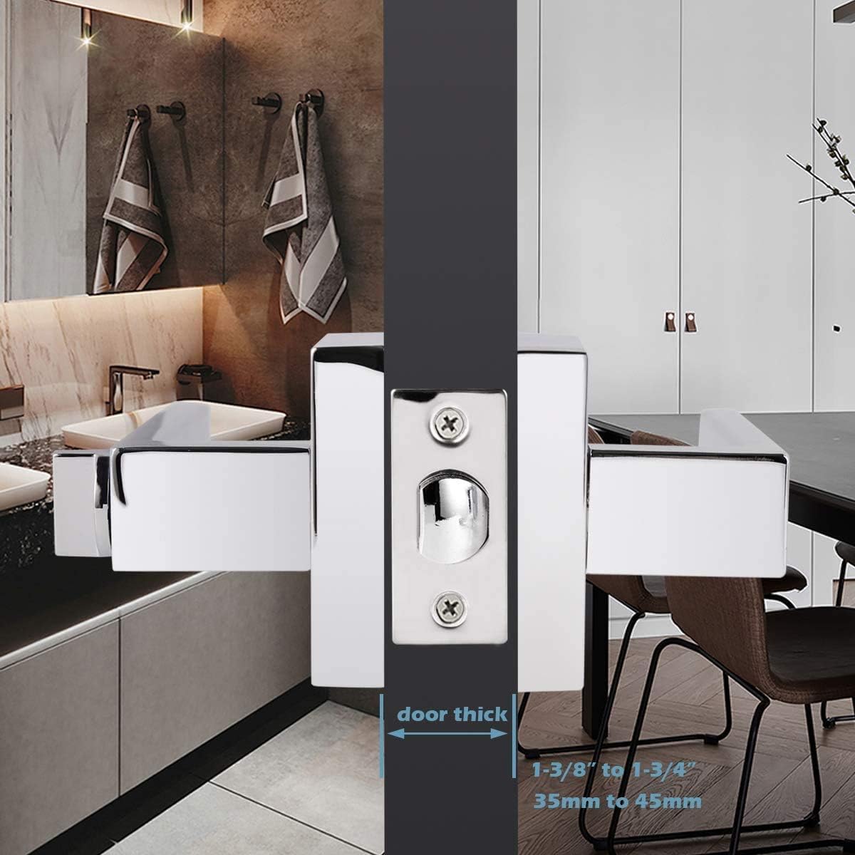 Gobrico Polished Chrome Bed/Bath Levers Square Privacy Locks 5 Pack