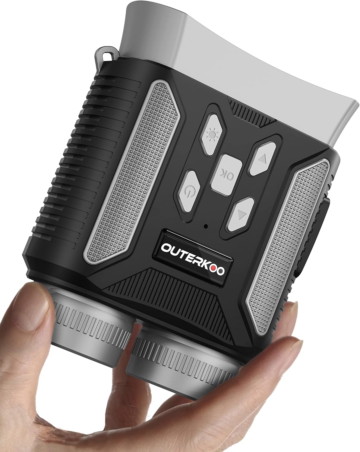 OUTERKOO Night Vision Goggles [Military Tactical] for Adults [IR Illuminator] [Hunting] 8X Digital Zoom Infrared Binoculars with 2.4’’ Screen, Save Photos&Video with Audio, 32GB, Grey