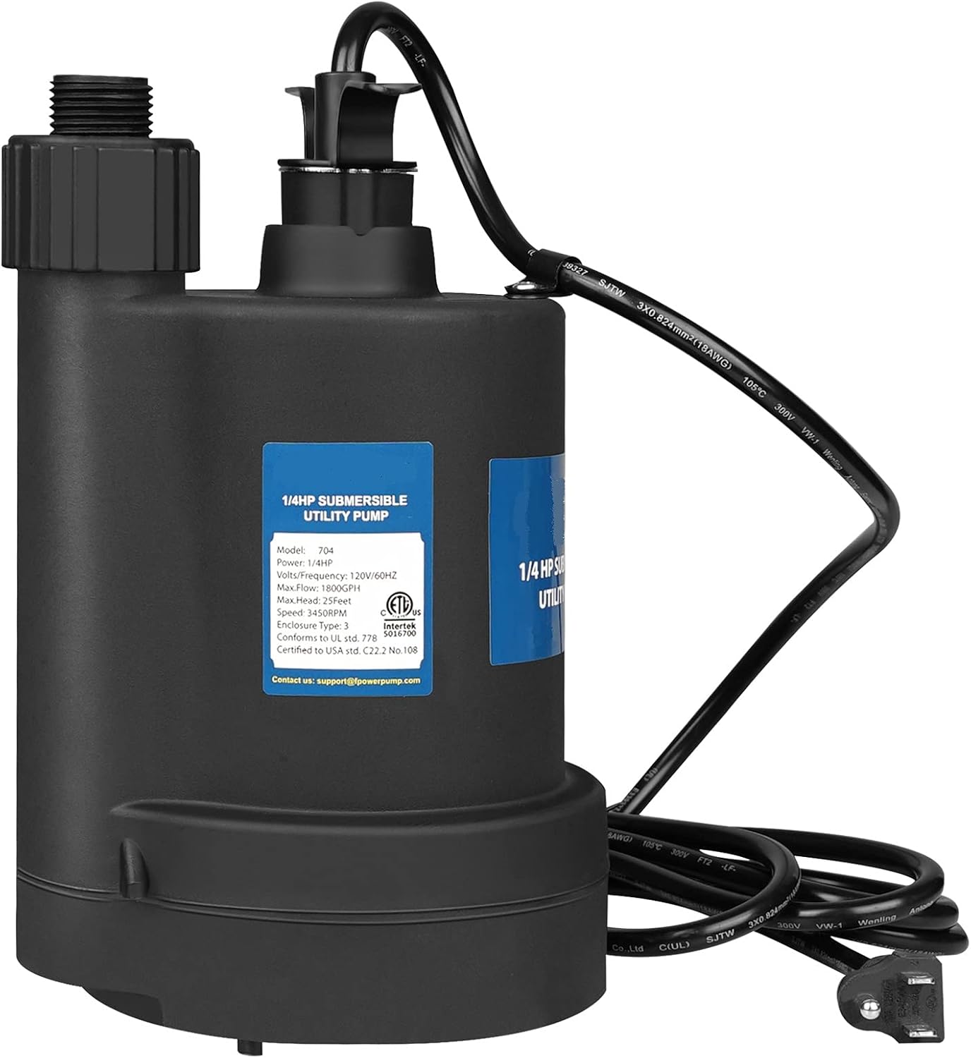 Sump Pump Submersible Pump 1/4 HP Sump Pump 1800 GPH Submersible Utility Pump-Black Pack of 2