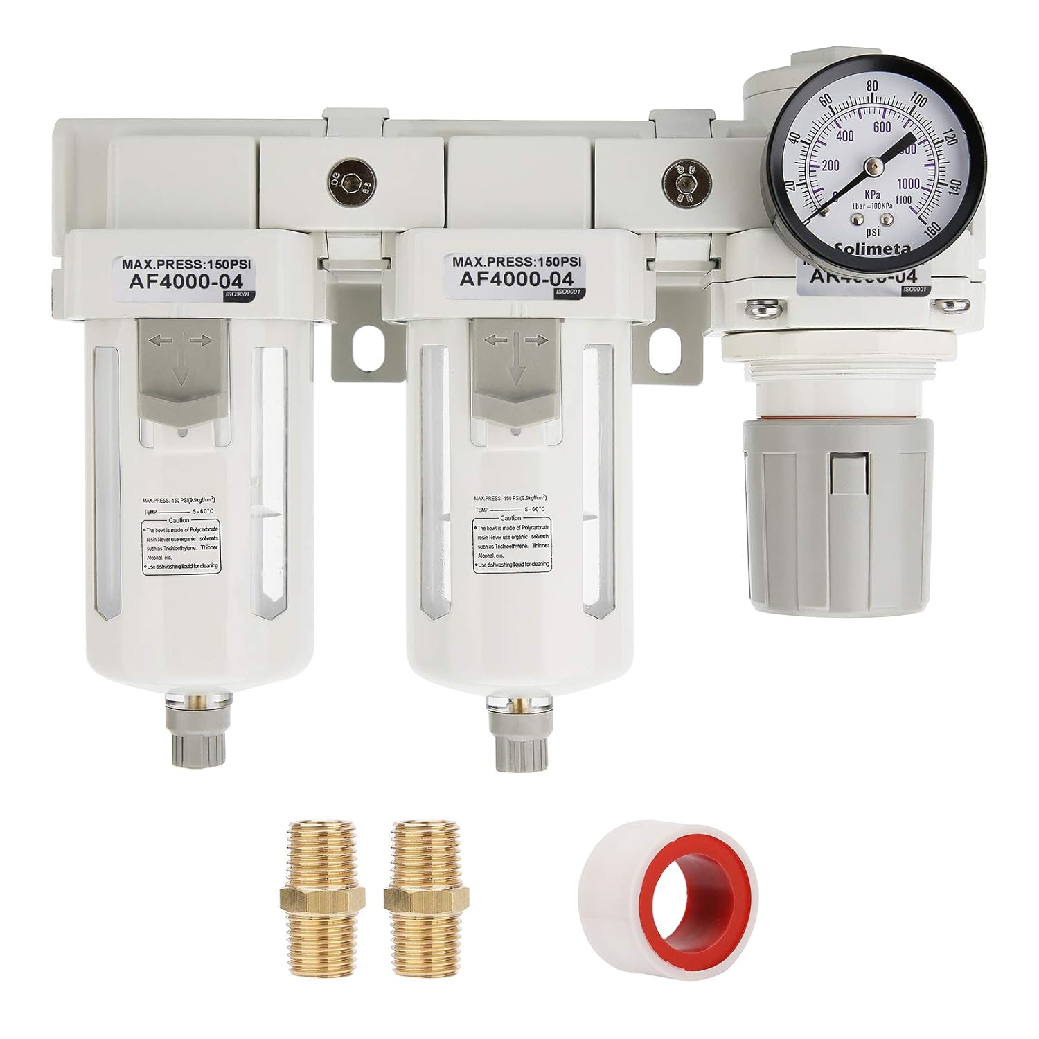 Solimeta Double Air Filters, Air Pressure Regulator Combo 1/2