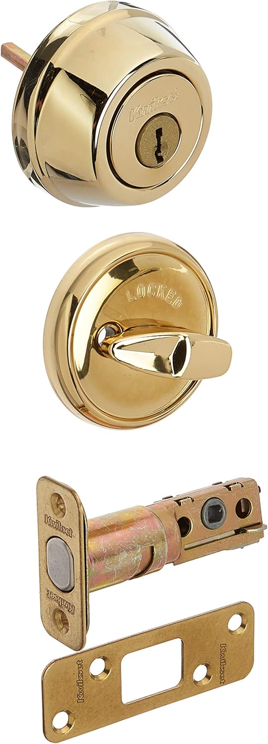 KWIKSET 780-L03 Single Cylinder Deadbolt, Lifetime Polished Brass Pack of 2