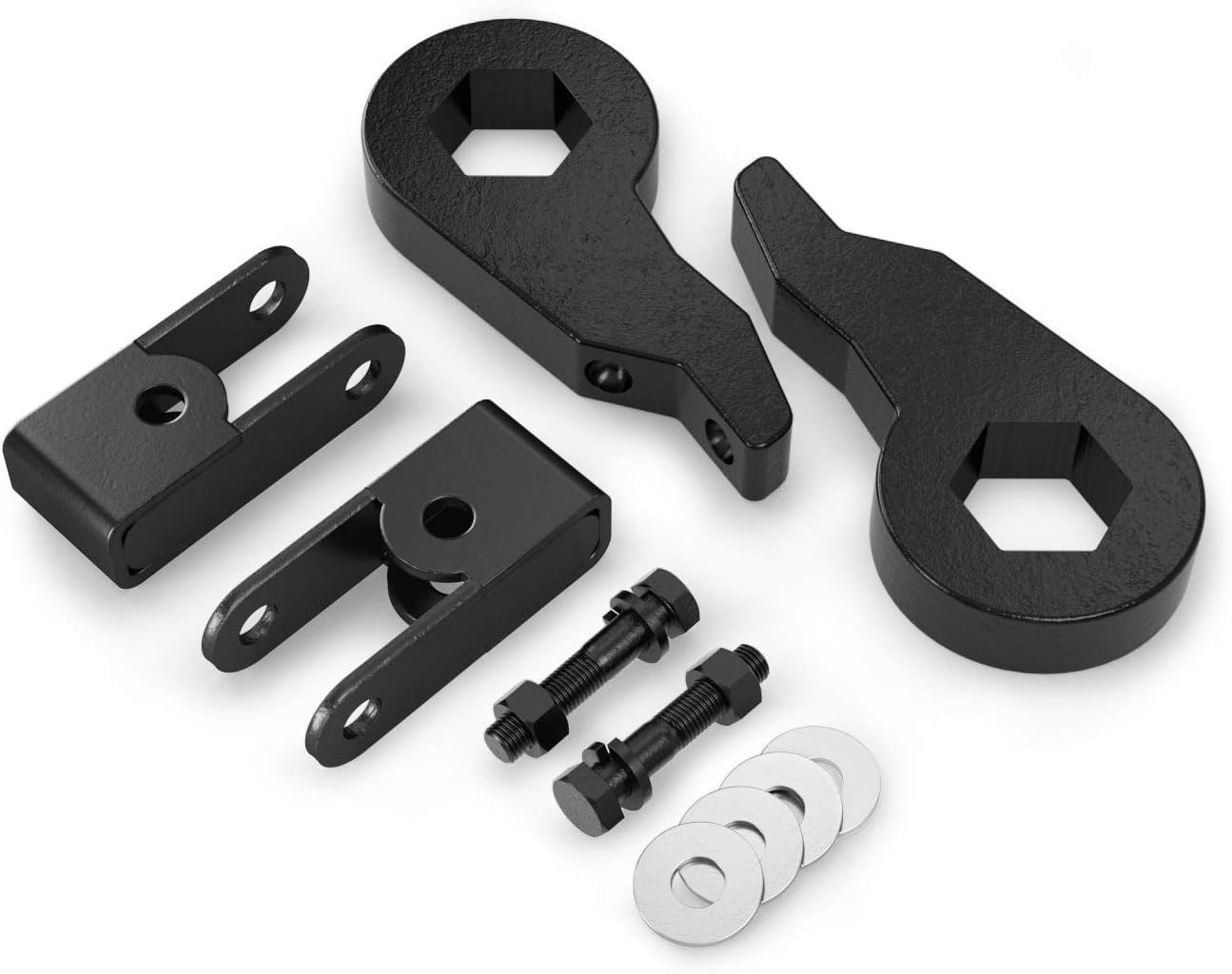 Torsion Bar Keys (Forged Steel) and Shock Extenders - 1-3 inch Lift - Compatible with 00-06 GMC Chevrolet Avalanche Silverado Tahoe Sierra Yukon 4x4 4WD 4x2 (See Listing for Year Model) Leveling Kit Pack of 2