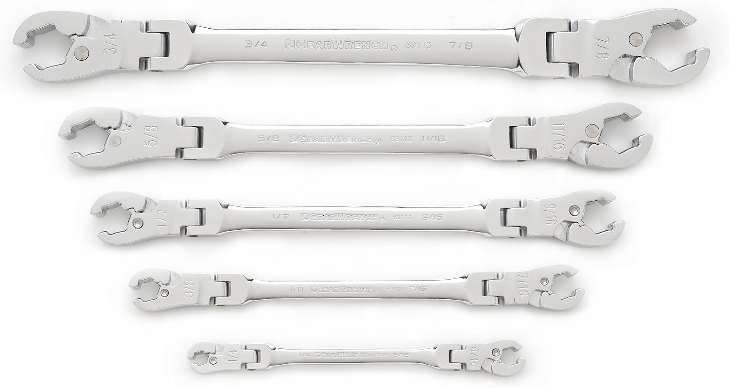 GEARWRENCH Ratcheting Flex Head Flare Nut Metric Wrench Set 6 Pc. - 89101D