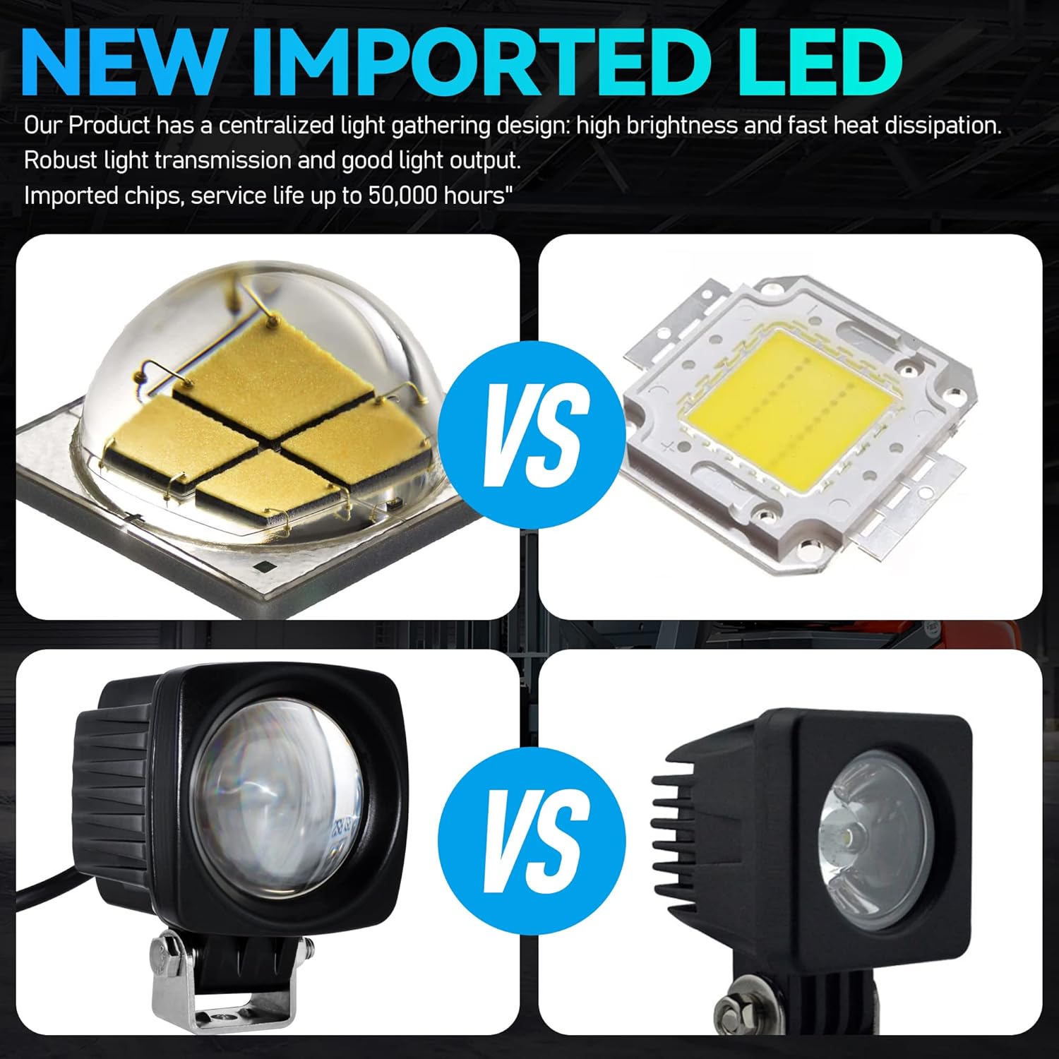 (Upgrade) LED Forklift Safety Lights Blue DC 12- 100V Forklift Backup Lights 10W Warehouse Pedestrian Warning Spot Lights Pack of 2