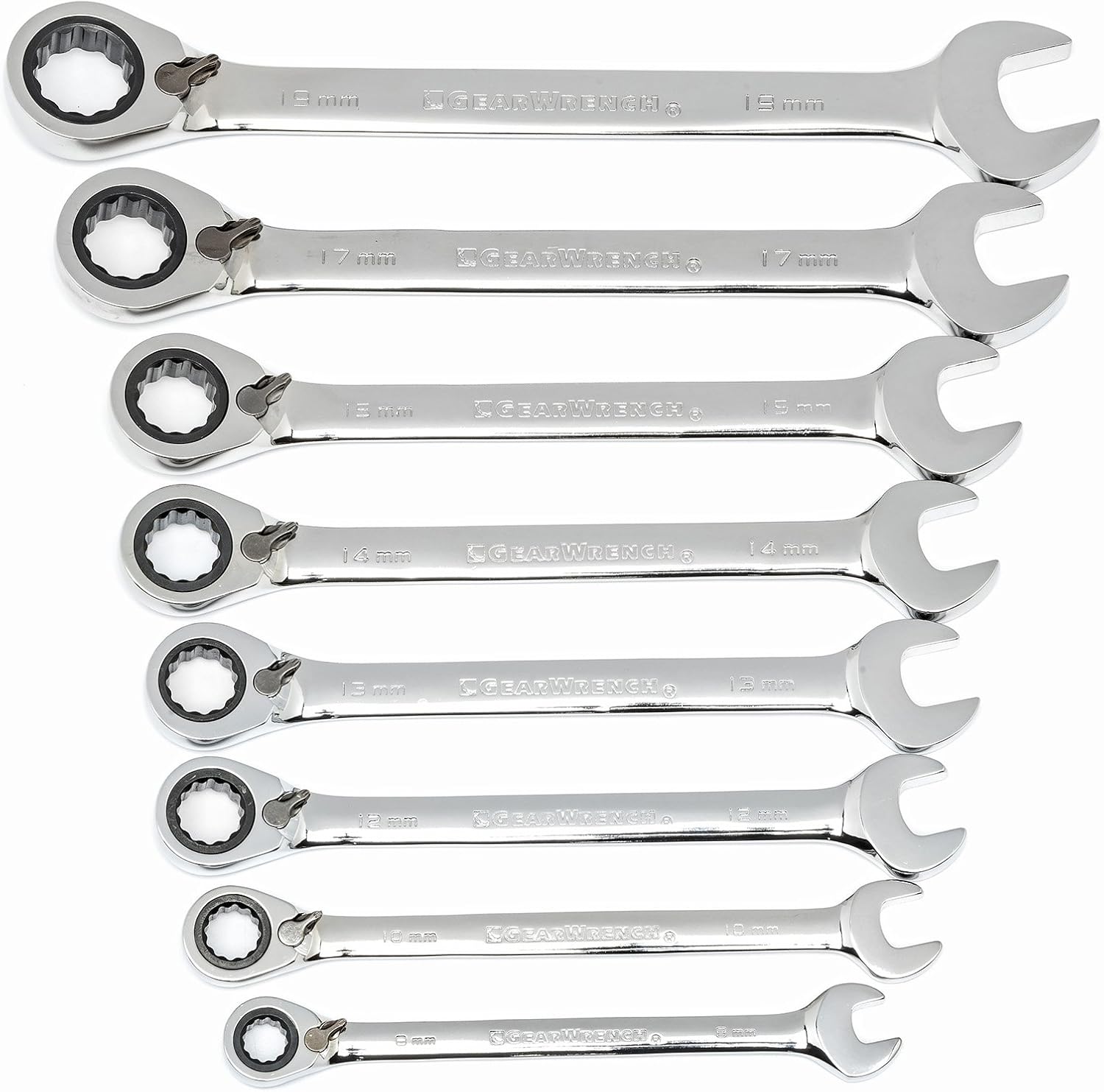 GEARWRENCH 8 Pc. 12 Pt. Reversible Ratcheting Combination Wrench Set, Metric - 9543 Pack of 2