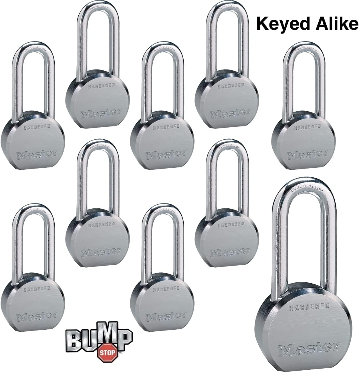 Master Lock - (4) High Security Pro Series Keyed Alike Padlocks 6230NKALH-4 w/ BumpStop Technology