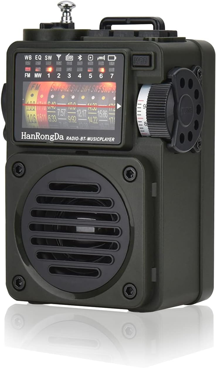 JUNSHUNTONG World Band Radio HRD-700,Portable Bluetooth Music Player,FM/AM/SW/WB Full Band Broadcast Reception, Support Bluetooth, TF Card Playback Pack of 2