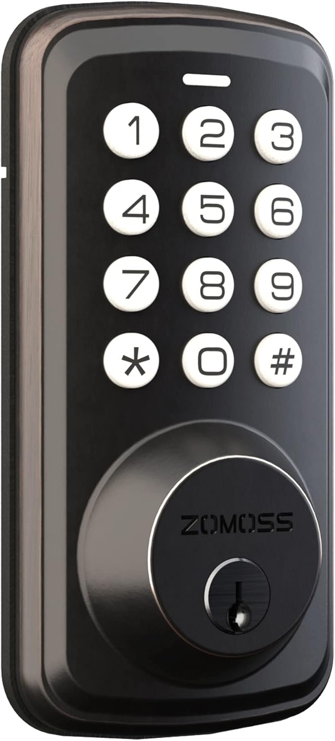 Keyless Entry Door Lock, Zomoss Electronic Keypad Deadbolt Lock, Auto Lock, 20 User Codes, Digital Deadbolt for Front Door, Easy to Install, 1 Press Locking, Oil Rubbed Bronze Pack of 2