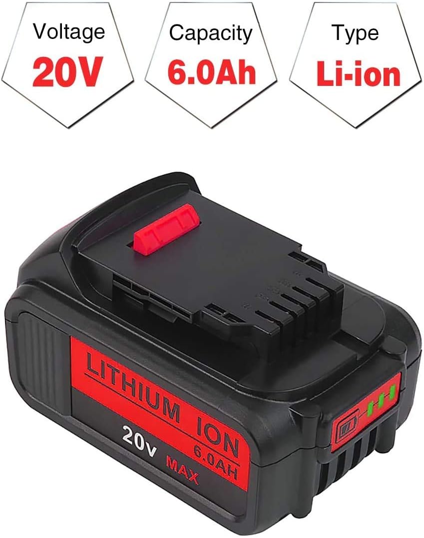 8PACK 6.0Ah DCB205 DCB200 Battery Replacement for Dewalt 20V Battery MAX XR Lithium DCB206 DCB205-2 DCB204 DCB203 DCB200 DCB180 DCB230 DCD DCF DCG Serie