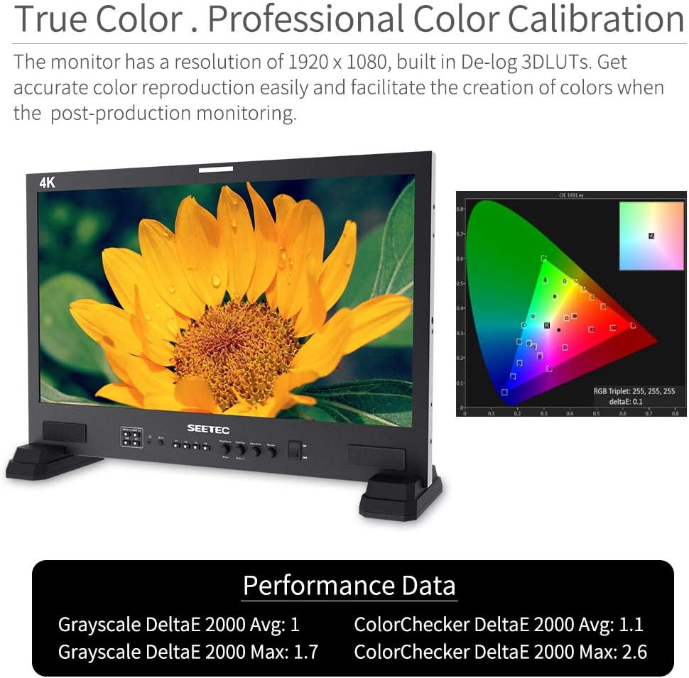 SEETEC LUT215 21.5 Inch Built in De Log 3D LUT Broadcast Studio Monitor 3G-SDI 4K HDMI Full HD 1920x1080 for Post and Live Production Broadcast