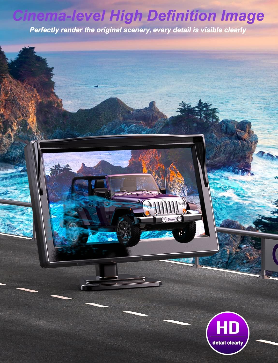 eRapta Backup Camera for Car, 1080P Back UP Camera License Plate Frame with 5 Inch Monitor, Wired Rear View Camera for Truck SUV Pickup, 170° Angle Reverse Camera IR Night Vision IP69 Waterproof, EM43 Pack of 2