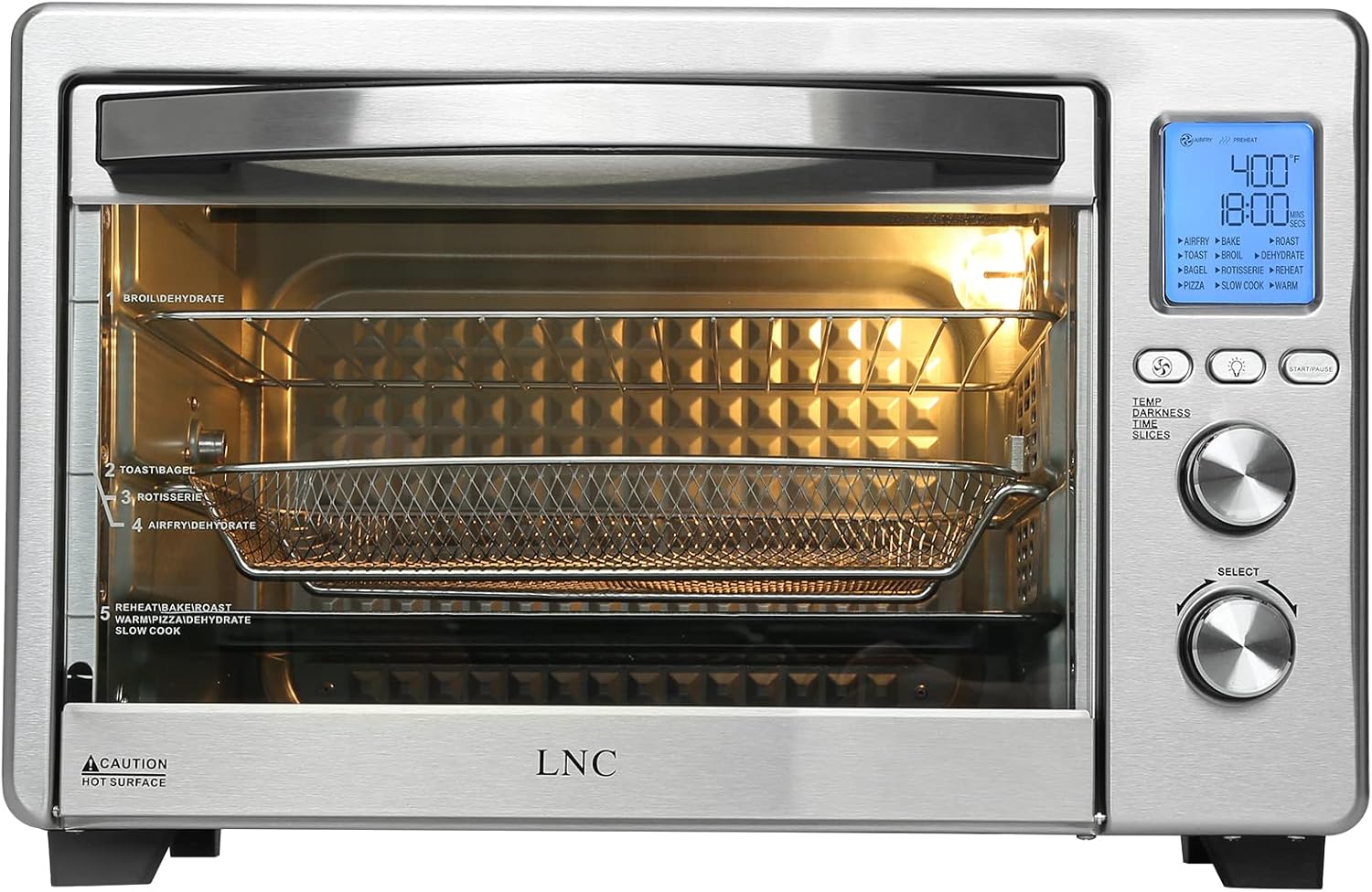 Toaster Oven, LNC 34QT Extra Large 1750W Air Fryer Oven with 12 Cooking Functions, Super Hot Air Convection Oven- A05000B