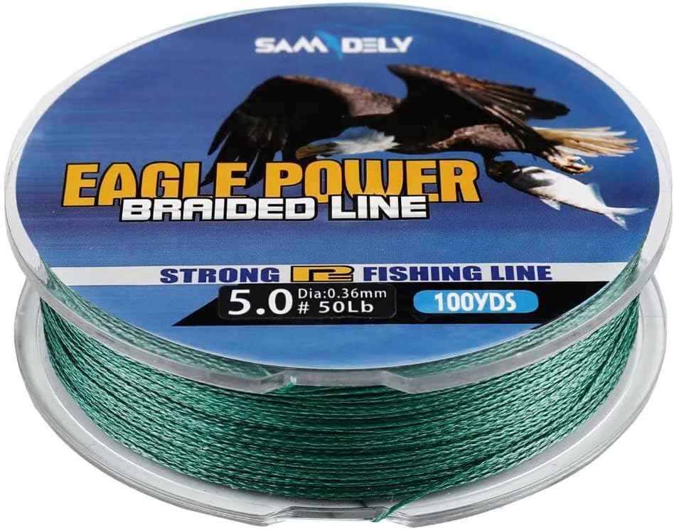 Samdely EaglePower Braided Fishing Line Abrasion Resistant Braided Lines Superior Knot Strength, Test for Salt-Water, 10LB-80LB, 100-500 Yds, Blue Camo, Ocean Blue, Green Pack of 2