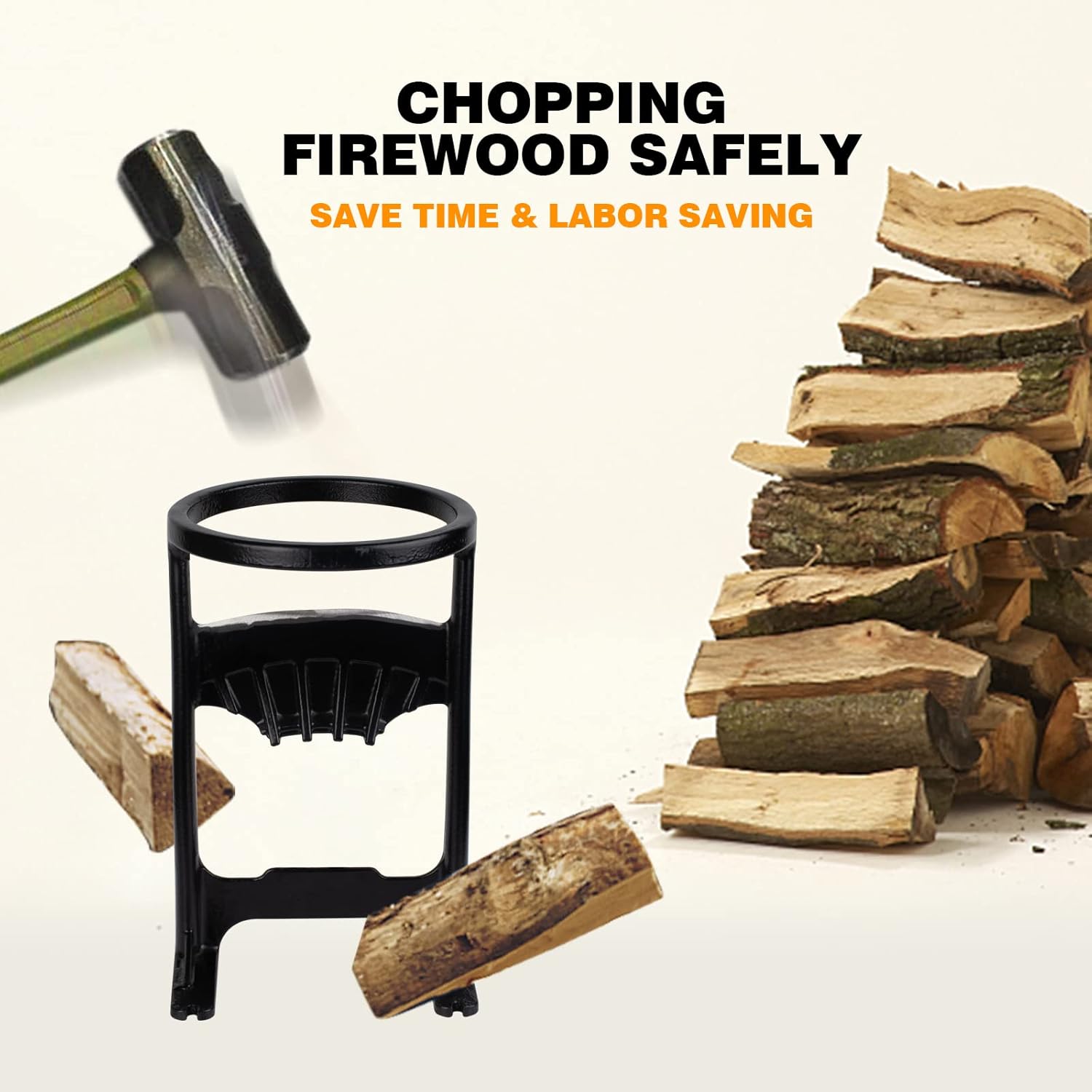 Yan Ran Firewood Kindling Splitter XL, Manual 8.5”-Dia. Log Splitter Wood Splitting Wedge Firewood Cutter, Heavy Duty Cast Iron Wood Splitter Pack of 2