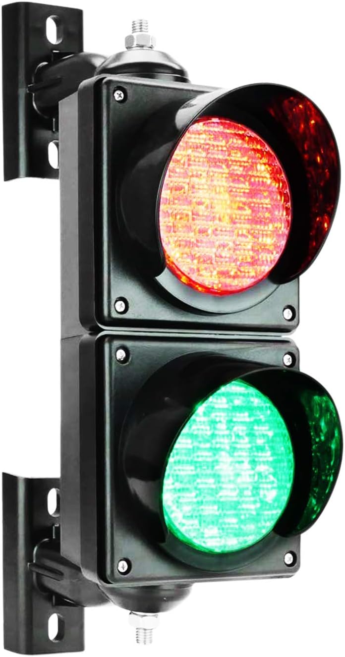 BBMi 100mm(4inch) Traffic Light, Red/Green Stop and Go Light, AC85-265V Led Traffic Signal Light, PC Housing Waterproof IP65 Industrial LED Traffic Stop Light, Dock Bay Indicator Warning Light