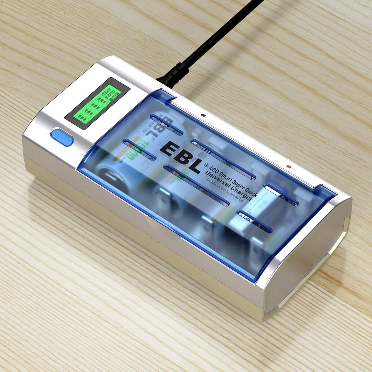 EBL D Cells 10000mAh Rechargeable Batteries (4 Counts) with C D 9V AA AAA Battery Charger Pack of 2