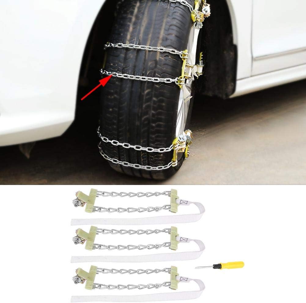 Naroote Car Anti-Skid Tire Chains, 3pcs Tire Anti-Skid Steel Chain Snow Mud Car Security Tyre Clip-on Chain for Car Car Truck SUV Winter (L) Pack of 2
