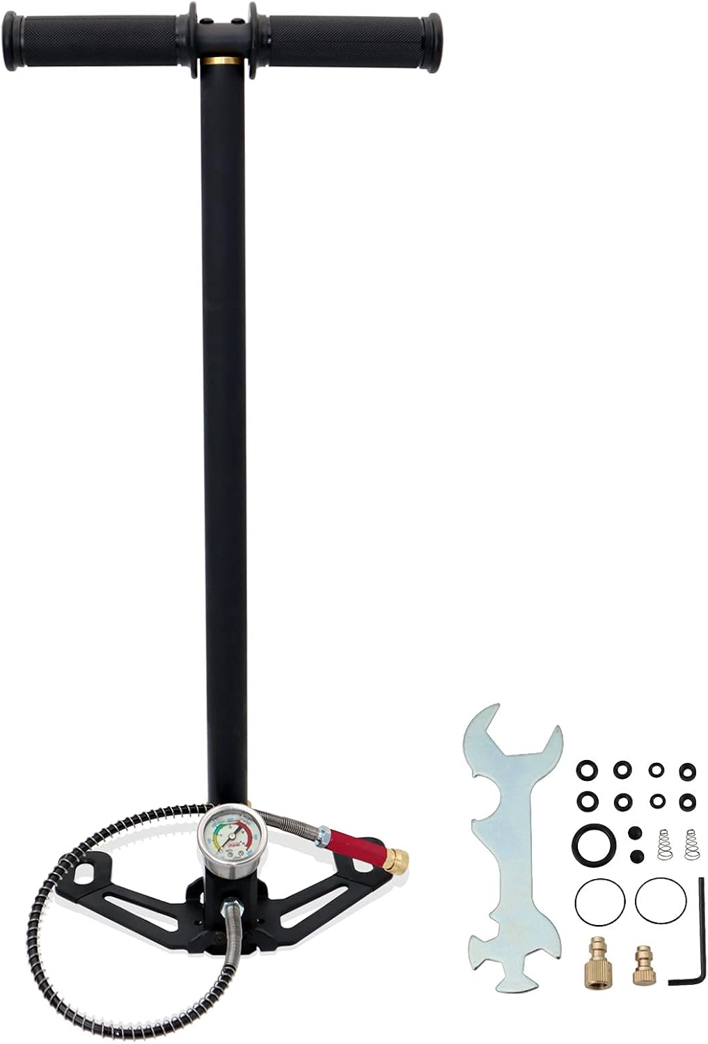 TOPA SPORT High Pressure Hand Pump 3 Stage 4500Psi Hand Air Pump Air Rifle Filling Stirrup Pump with Oil-Water Filter for Filling Air Rifles, Scuba Diving, Paintball & Hunting Pack of 2