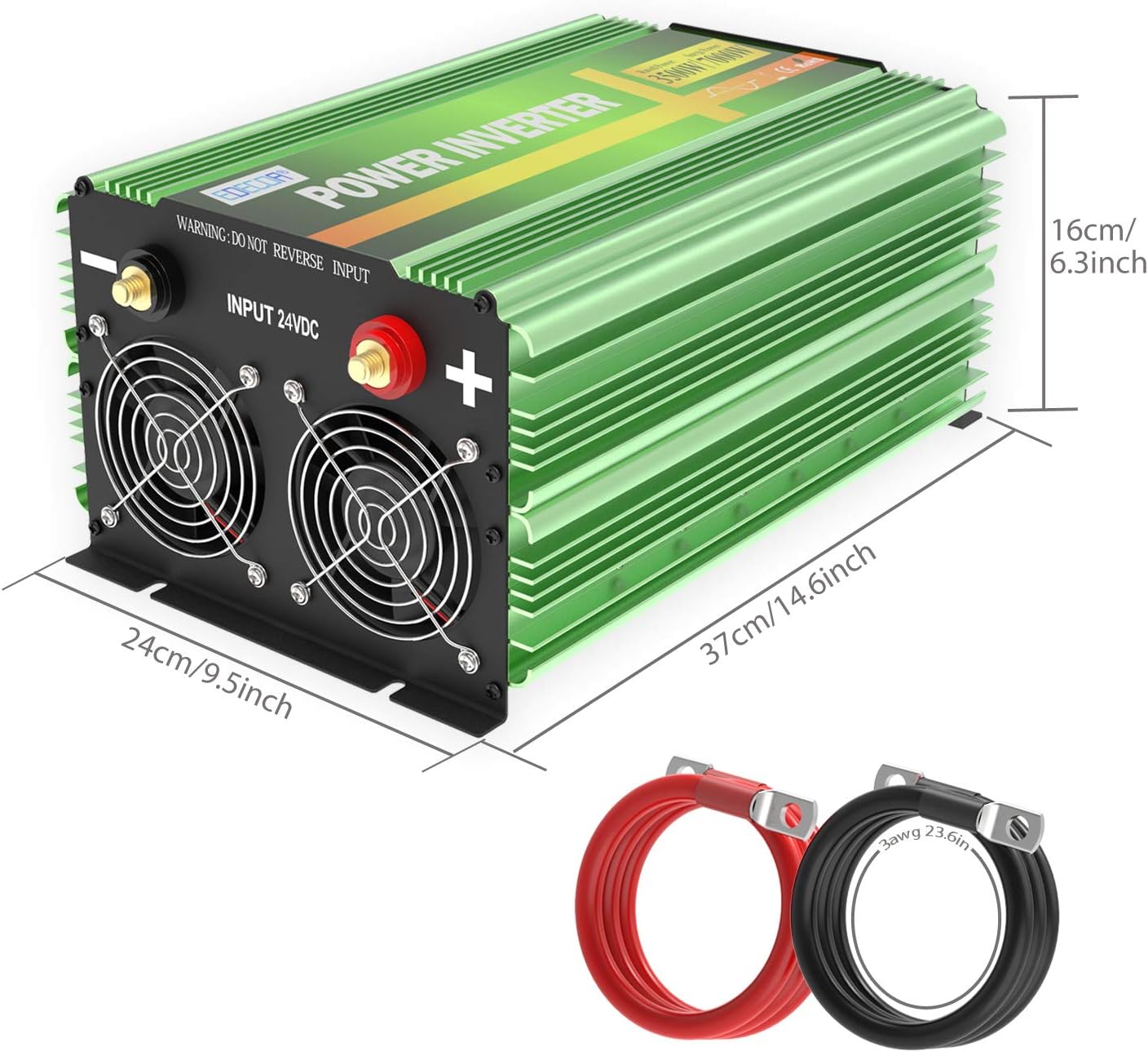 EDECOA 3500 Watt 24V Pure Sine Wave Power Inverter DC 24V to 120V 110V AC with LCD AC Terminal Block (3500W/24V V3.1 ( ET-RC Remote))