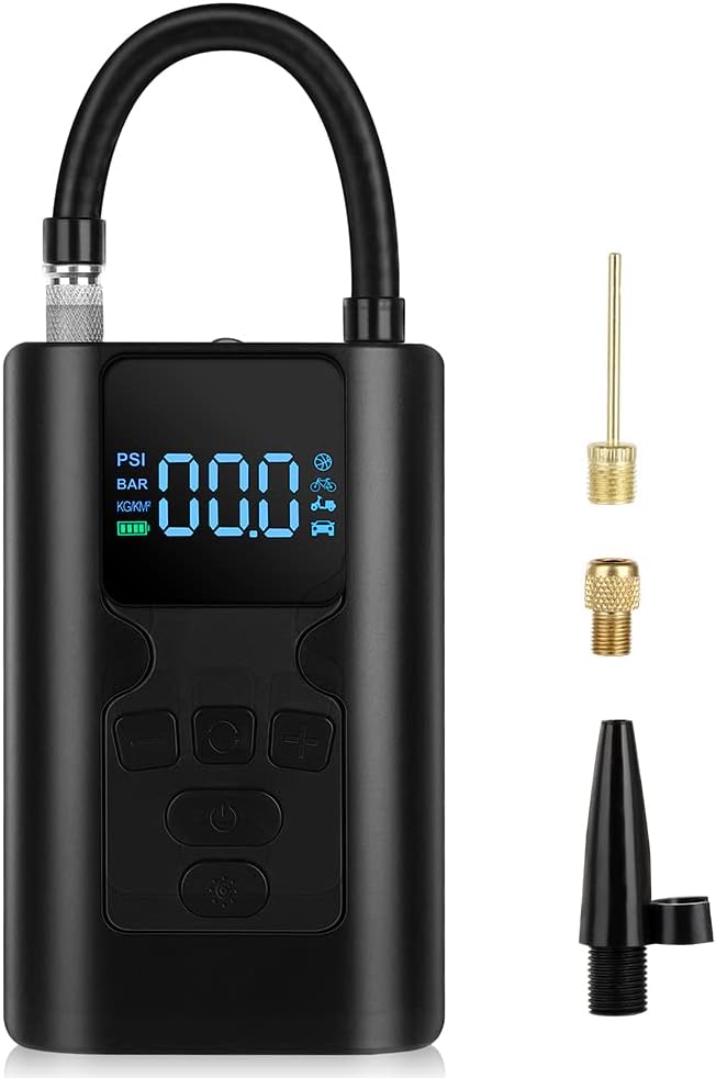 Okubukai Tire Inflator Portable Air Compressor for Car Tire,150PSI Mini Cordless Electric Tire Air Pump with Digital Pressure Gauge LED Light,Auto Shut Off,Fast Inflation for Car Bike Tires Balls Pack of 2