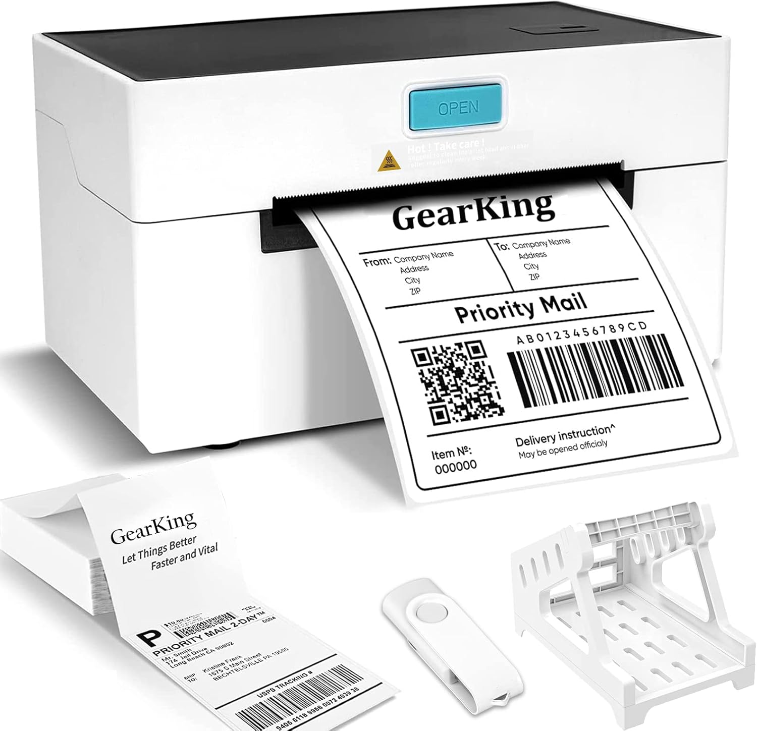GearKing Thermal Label Printer,USB High Speed Shipping Label Printer for Shipping Packages,4x6 Desktop Label Printer for Small Business, Compatible with Amazon, Ebay, Etsy, Shopify, FedEx, etc