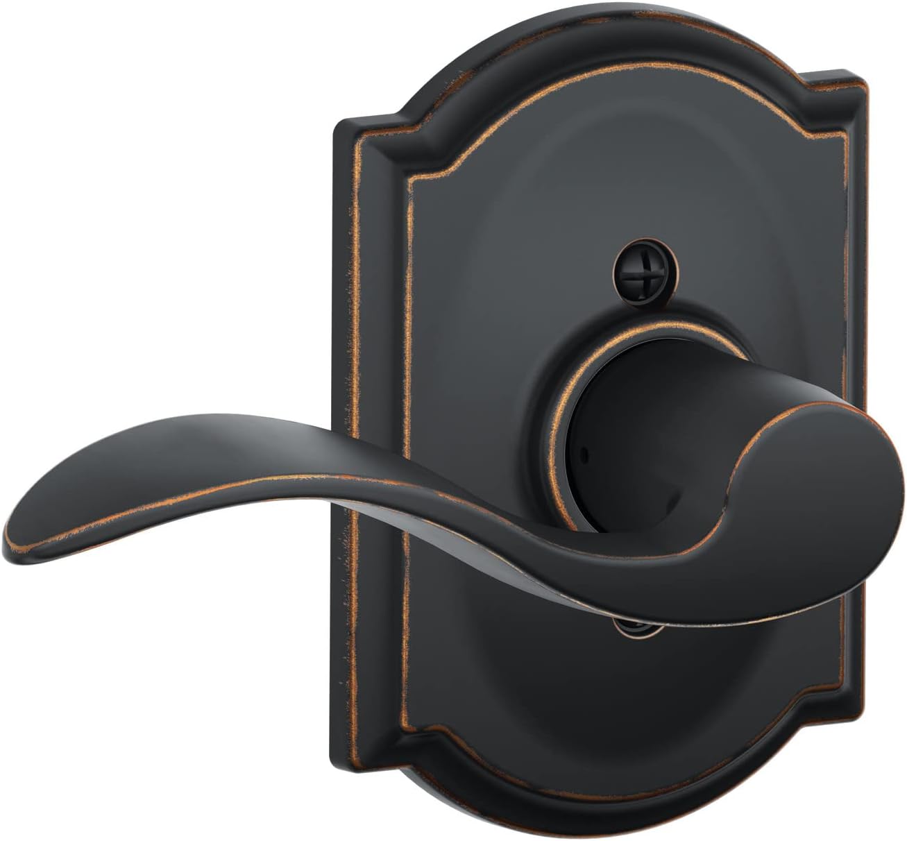 Schlage F40 ACC 622 Accent Door Lever, Bed & Bath Privacy Lock, Matte Black Pack of 2